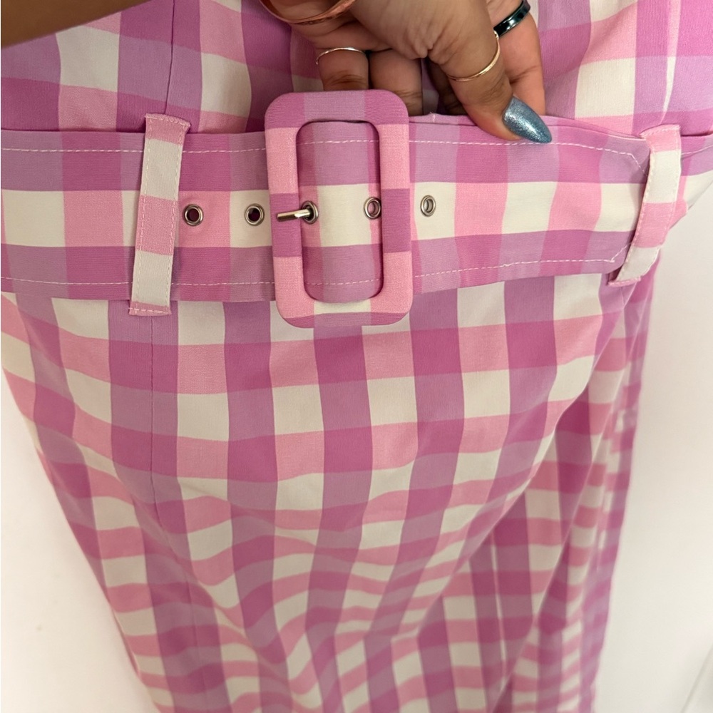 Pink Gingham Strapless Dress - Picture 5 of 7